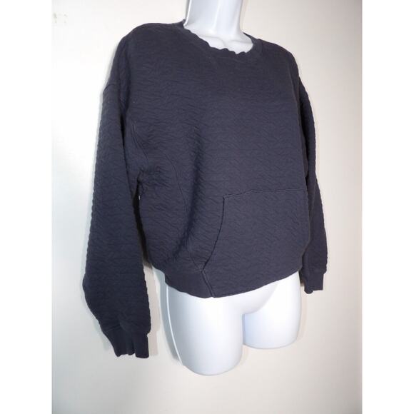 All In Motion Sweatshirt Womens Small Blue Quilted Crew Neck Front Pocket - Picture 10 of 11